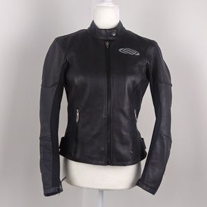 Leather Motorcycle Biker Jacket Women Small